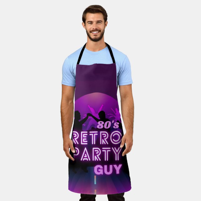 Retro 80s Disco Dance Party Neon Purple Funky Apron (Worn)
