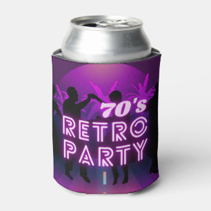 Retro 80s Disco Dance Party Neon Purple Funky Can Cooler
