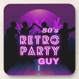 Retro 80s Disco Dance Party Neon Purple Funky Coaster
