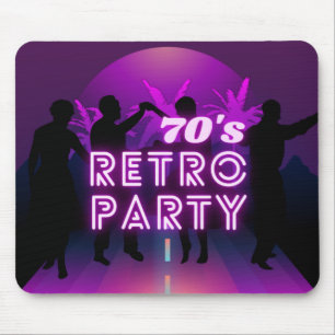 Retro 80s Disco Dance Party Neon Purple Funky Mouse Mat