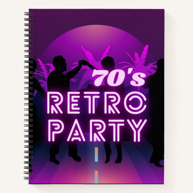Retro 80s Disco Dance Party Neon Purple Funky Notebook (Front)