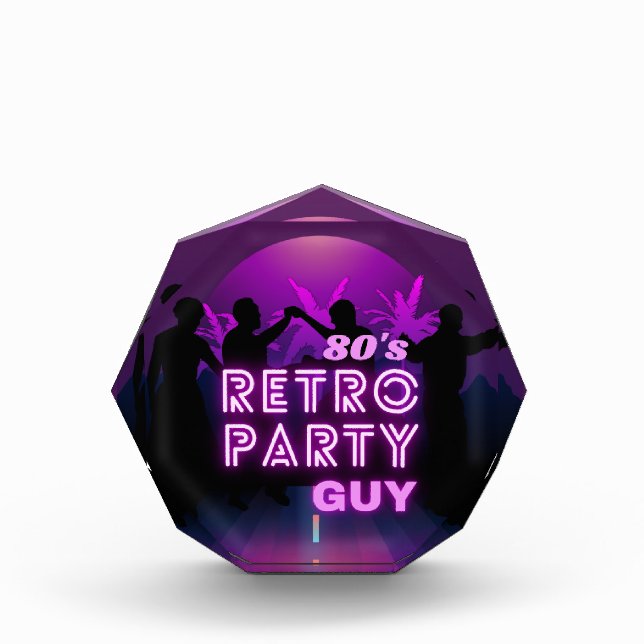 Retro 80s Disco Dance Party Neon Purple Funky Photo Block (Front)