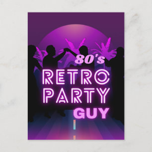 Retro 80s Disco Dance Party Neon Purple Funky  Postcard