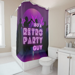 Retro 80s Disco Dance Party Neon Purple Funky  Shower Curtain