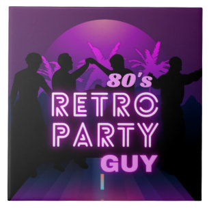 Retro 80s Disco Dance Party Neon Purple Funky Tile