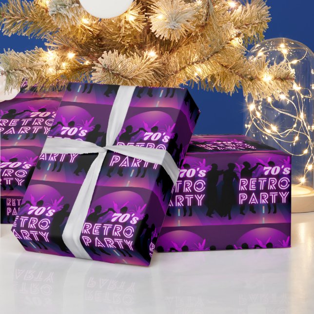 Retro 80s Disco Dance Party Neon Purple Funky Wrapping Paper (Holidays)