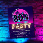 Retro 80's Disco Party Birthday Budget Invitation<br><div class="desc">Are you looking for the perfect affordable invitations to celebrate your upcoming 80's themed birthday party? Look no further than our fun retro 80's Disco Party budget invitations! With a retro 80's electronic light effect background and a stylish retro sunset with palms in deep pinks and midnight blue colours, with...</div>