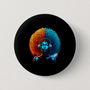 Retro 80s Funk Afro Girl Disco Soul African Americ 6 Cm Round Badge
