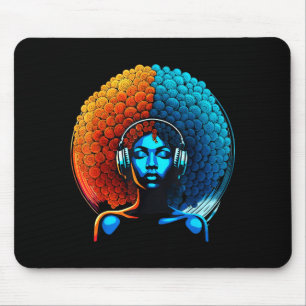 Retro 80s Funk Afro Girl Disco Soul African Americ Mouse Mat