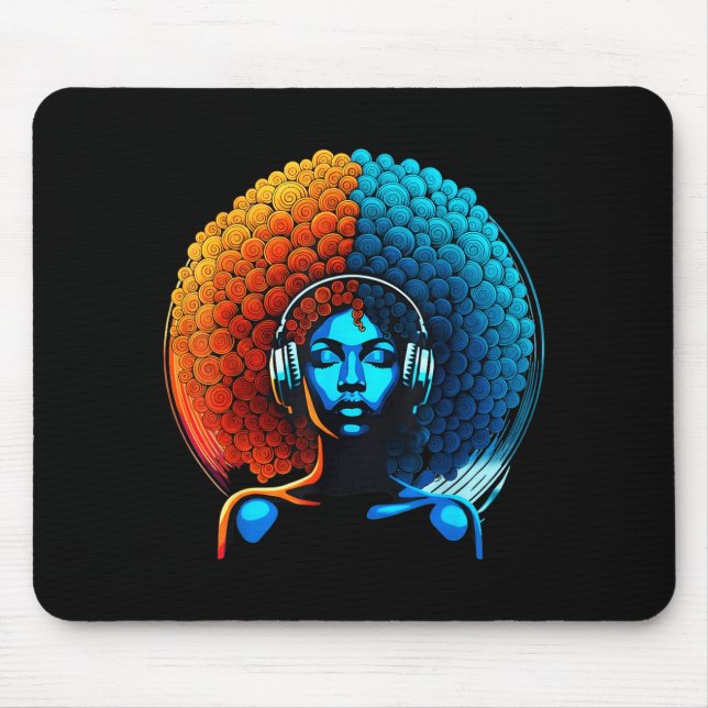 Retro 80s Funk Afro Girl Disco Soul African Americ Mouse Mat (Front)