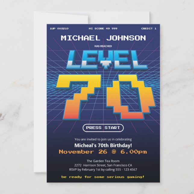 Retro 80s Funny 70th Birthday Party Invitation (Front)