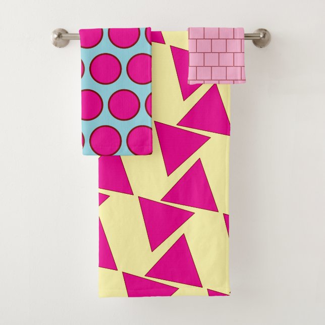 Retro 80s Geometric Pop Art Towel Set (Insitu)
