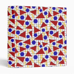 Retro 80's Grid & Shapes Pattern 3 Ring Binder