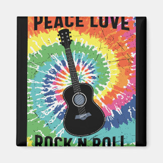 Retro 80s Hippie Peace Love Rock N Roll Magnet