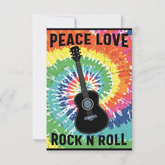 Retro 80s Hippie Peace Love Rock N Roll Thank You Card (Front)