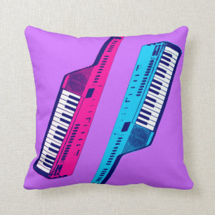 Retro 80s Keytar Synthesizer Cushion