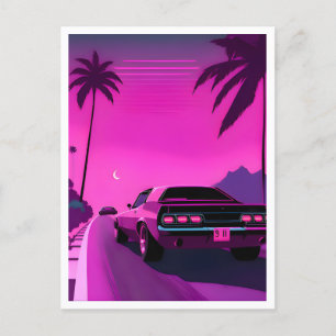 Retro 80s Lo-Fi Nostalgic Neon Vaporwave Postcard