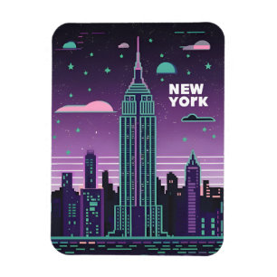 Retro 80s Lo-Fi Vaporwave Empire State Building Magnet