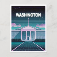 Retro 80s LoFi Synthwave White House Washington DC