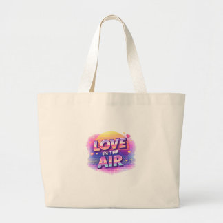 Retro 80's Love In The Air Valentine Lover Candle Large Tote Bag