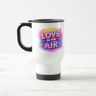 Retro 80's Love In The Air Valentine Lover Candle Travel Mug