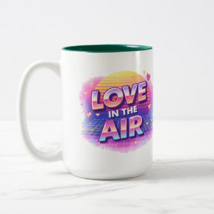 Retro 80's Love In The Air Valentine Lover Candle Two-Tone Coffee Mug