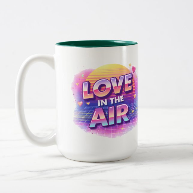  Retro 80's Love In The Air Valentine Lover Candle Two-Tone Coffee Mug (Left)