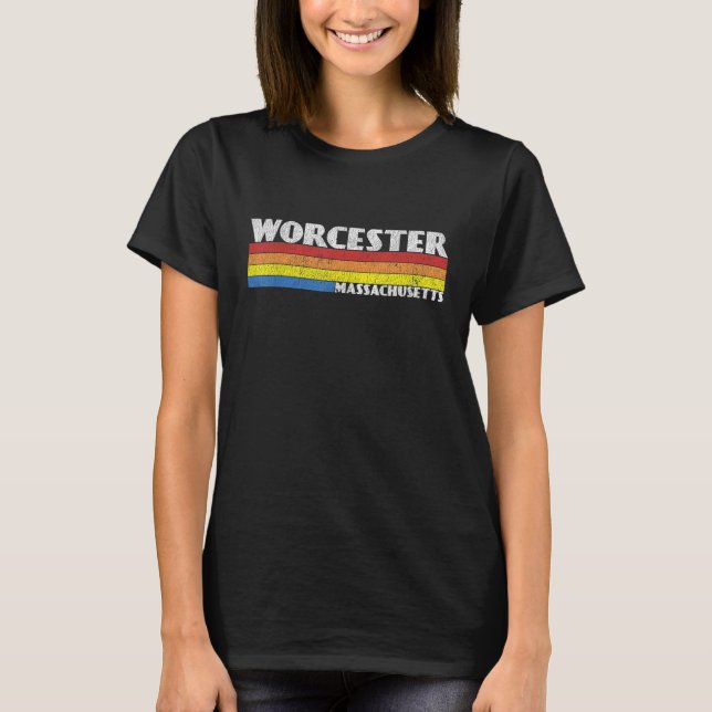 Retro 80s Massachusetts MA Souvenir Worcester T-Shirt (Front)