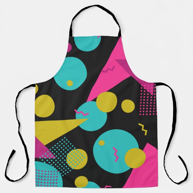 Retro 80s Memphis Geometric Design Apron (Front)