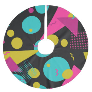 Retro 80s Memphis Geometric Design Brushed Polyester Tree Skirt