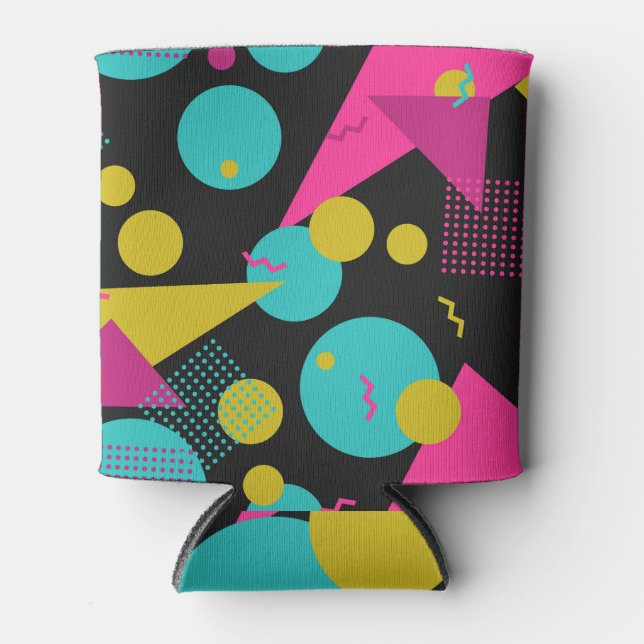 Retro 80s Memphis Geometric Design Can Cooler (Front)