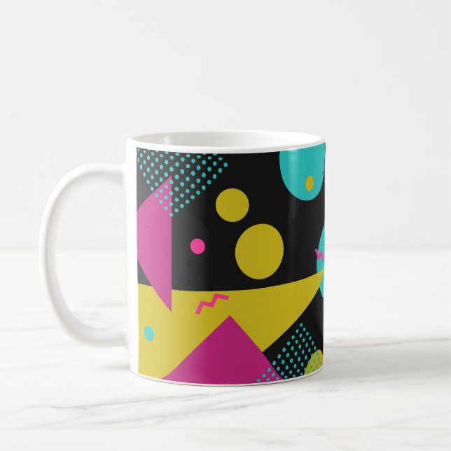 Retro 80s Memphis Geometric Design Coffee Mug (Left)