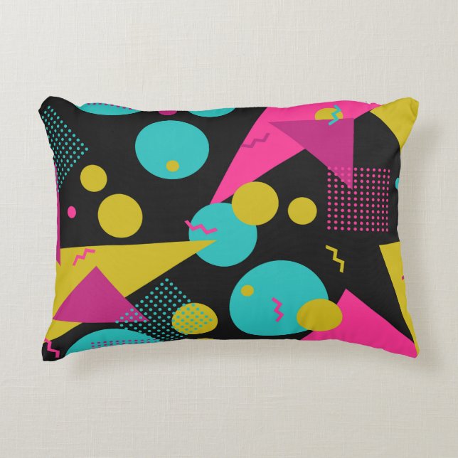 Retro 80s Memphis Geometric Design Decorative Cushion (Front)