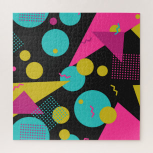 Retro 80s Memphis Geometric Design Jigsaw Puzzle