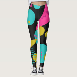 Retro 80s Memphis Geometric Design Leggings