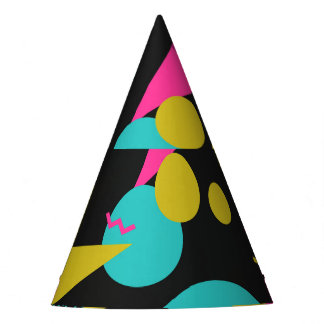 Retro 80s Memphis Geometric Design Party Hat