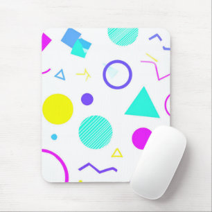 Retro 80s Memphis Geometric Pattern Mouse Mat