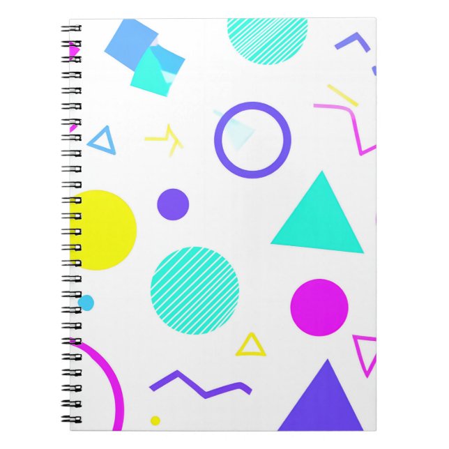 Retro 80s Memphis Geometric Pattern Notebook (Front)