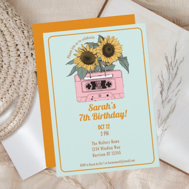 Retro 80s Music Girls Birthday Invitation (Creator Uploaded)