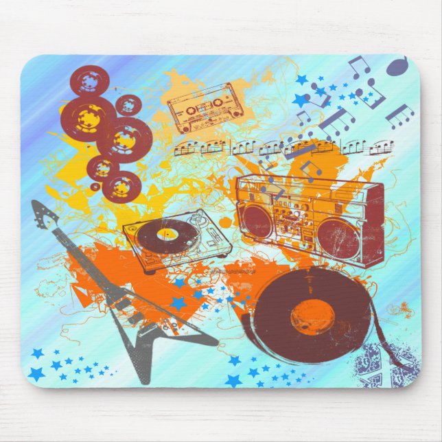 Retro 80's Music Mouse Mat (Front)