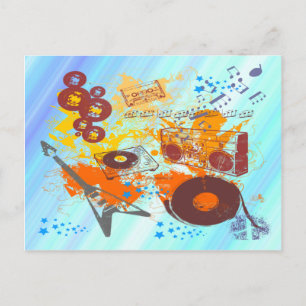 Retro 80's Music Postcard