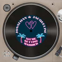 Retro 80s Music Tropical Neon Vinyl Record Wedding