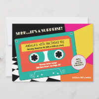 Retro 80s Neon Cassette Surprise 50th Birthday