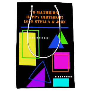 RETRO 80S NEON FLUORO COLOR BOLD GEOMETRIC SHAPE MEDIUM GIFT BAG