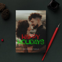 Retro 80s Neon Happy Holidays Photo