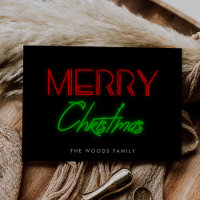 Retro 80s Neon lights Merry Christmas