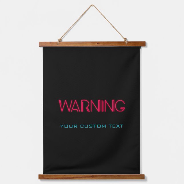 Retro 80's Neon lights Warning Hanging Tapestry (Front)