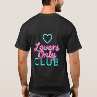 Retro 80s Neon Lovers Only Club Aesthetic Heart  T-Shirt