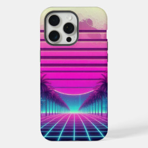 retro, 80s neon moon/palms iPhone 15 pro max case