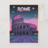 Retro 80s Neon Synthwave Colosseum Rome